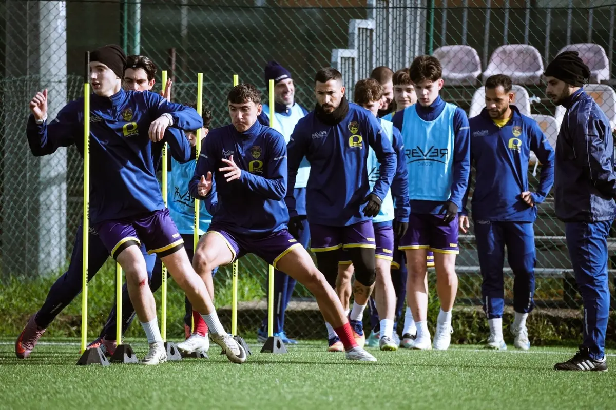 I gialloblu durante una seduta di allenamento