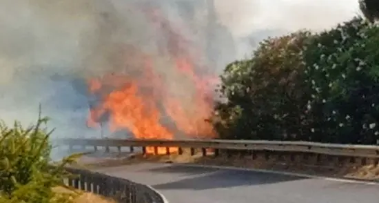 Viterbo, incendio sulla Cassia Sud vicino alle terme