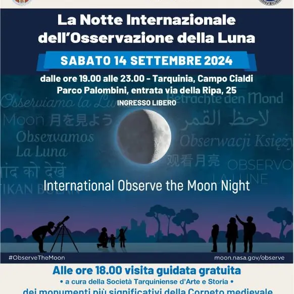 Notte internazionale di osservazione della luna: eventi a Tarquinia, Viterbo e Roma con il Grag