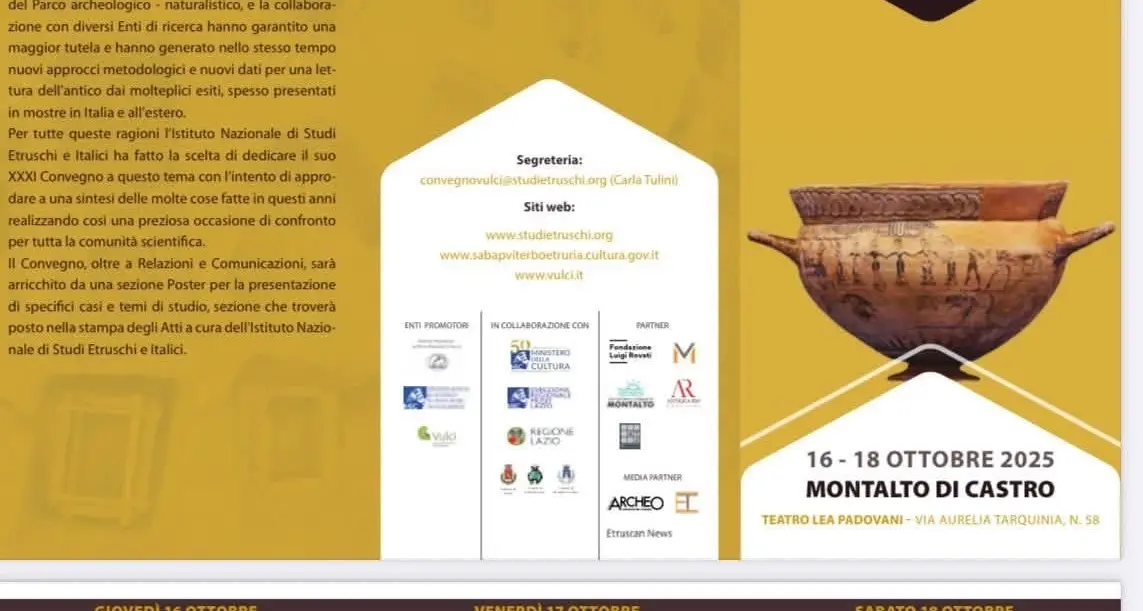 Il Comune di Montalto di Castro orgoglioso di ospitare il convegno “Vulci e il suo territorio. Cinquanta anni dopo”