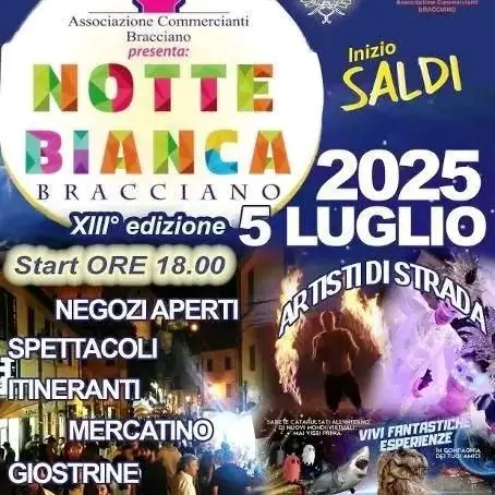 Bracciano, sabato 5 luglio la Notte Bianca con spettacoli, musica live, negozi aperti e intrattenimento per le vie del centro storico