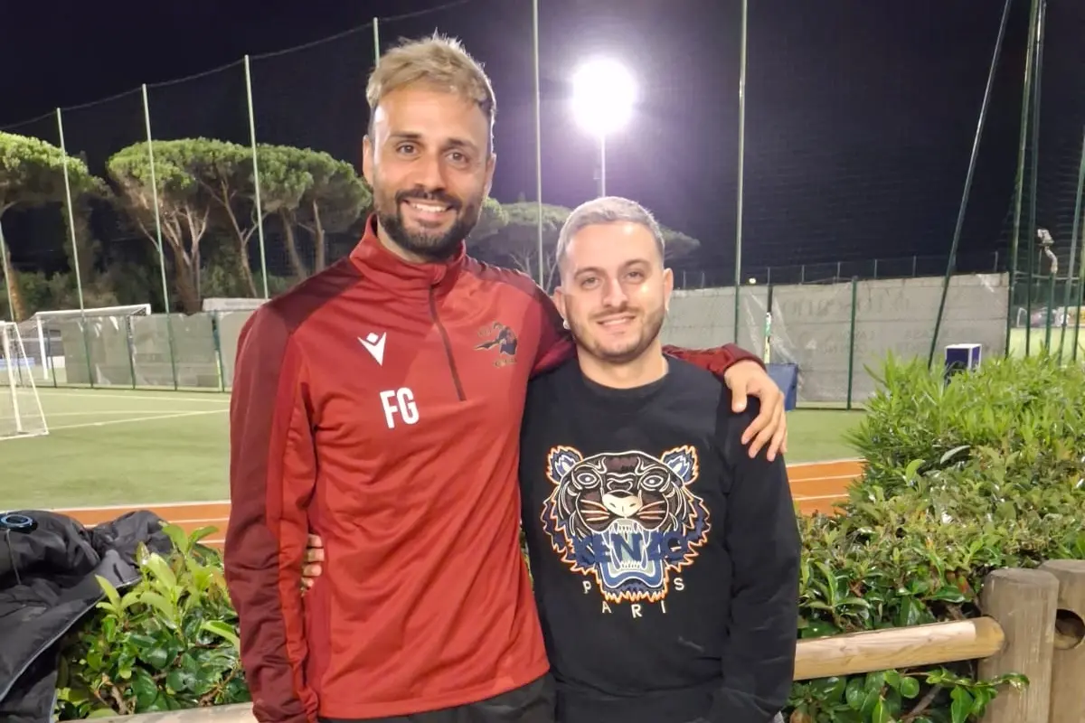 L\\u2019allenatore Francesco Graniero con il presidente Roberto Muscas