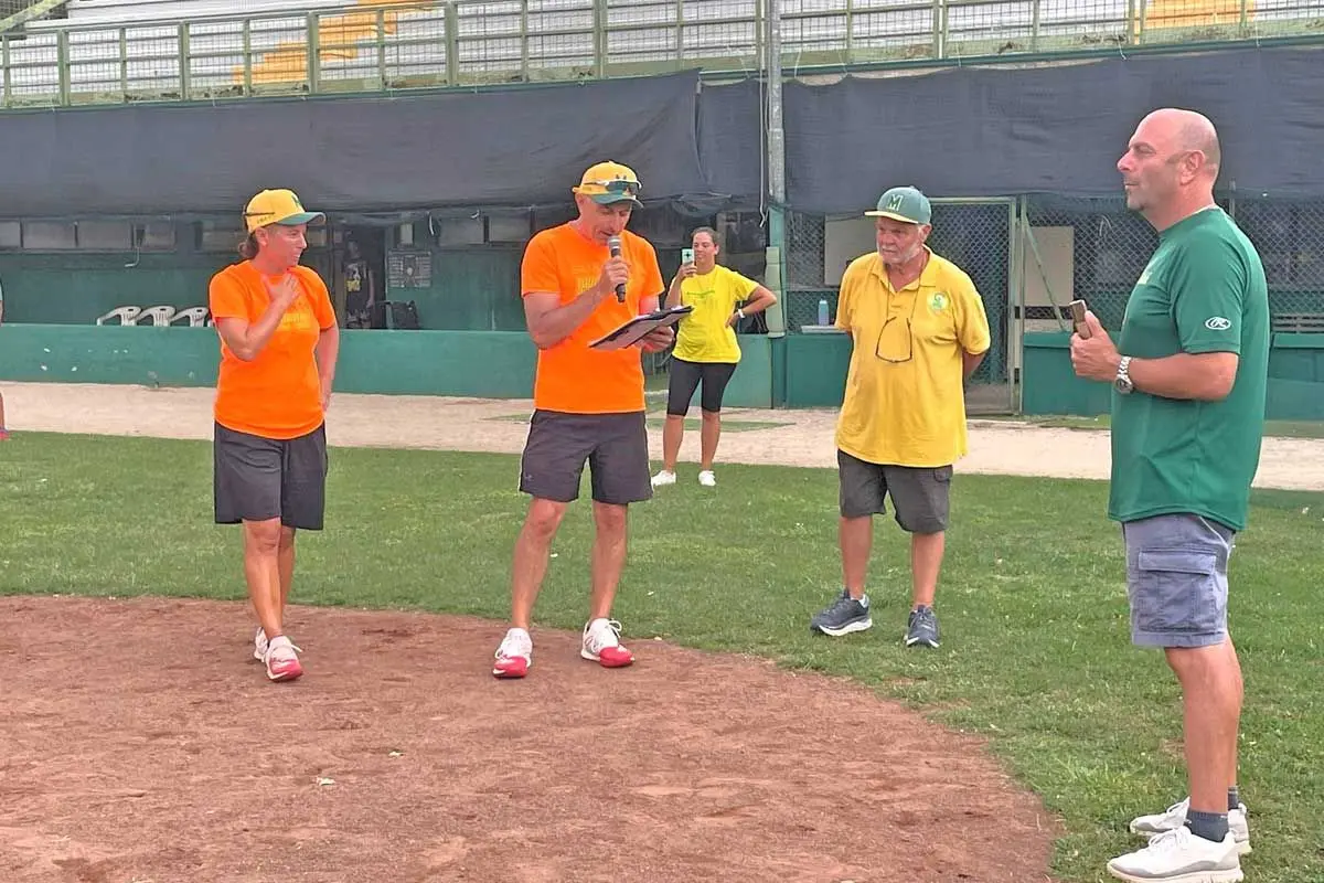 Burato e Conti con Ballarotto e Tabarrini alla manifestazione di baseball giovanile svoltasi a Montefiascone