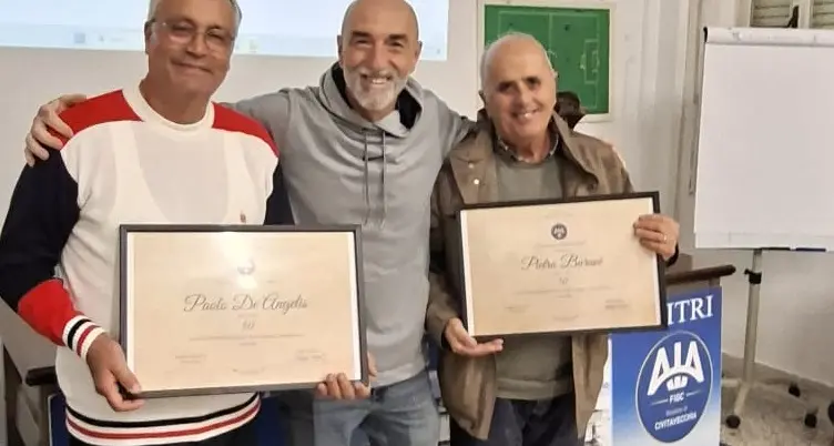 Pietro Burani e Paolo De Angelis premiati per aver raggiunto 50 anni di tessera