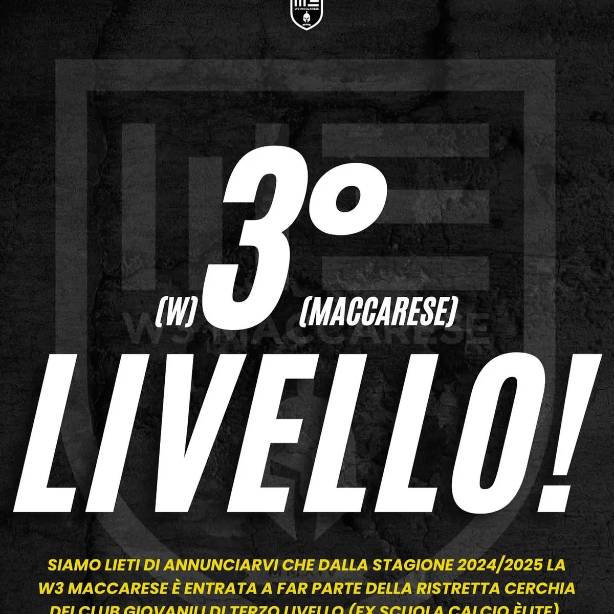 W3 Maccarese, ufficiale il 3° livello giovanile: riconoscimento prestigioso per il club bianconero