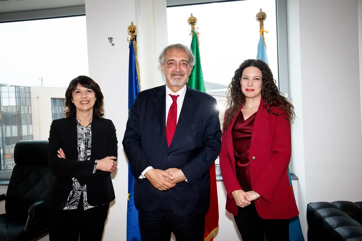 Roberta Angelilli, Francesco Rocca, Antonella Sberna al termine del\\u2019incontro a Bruxelles