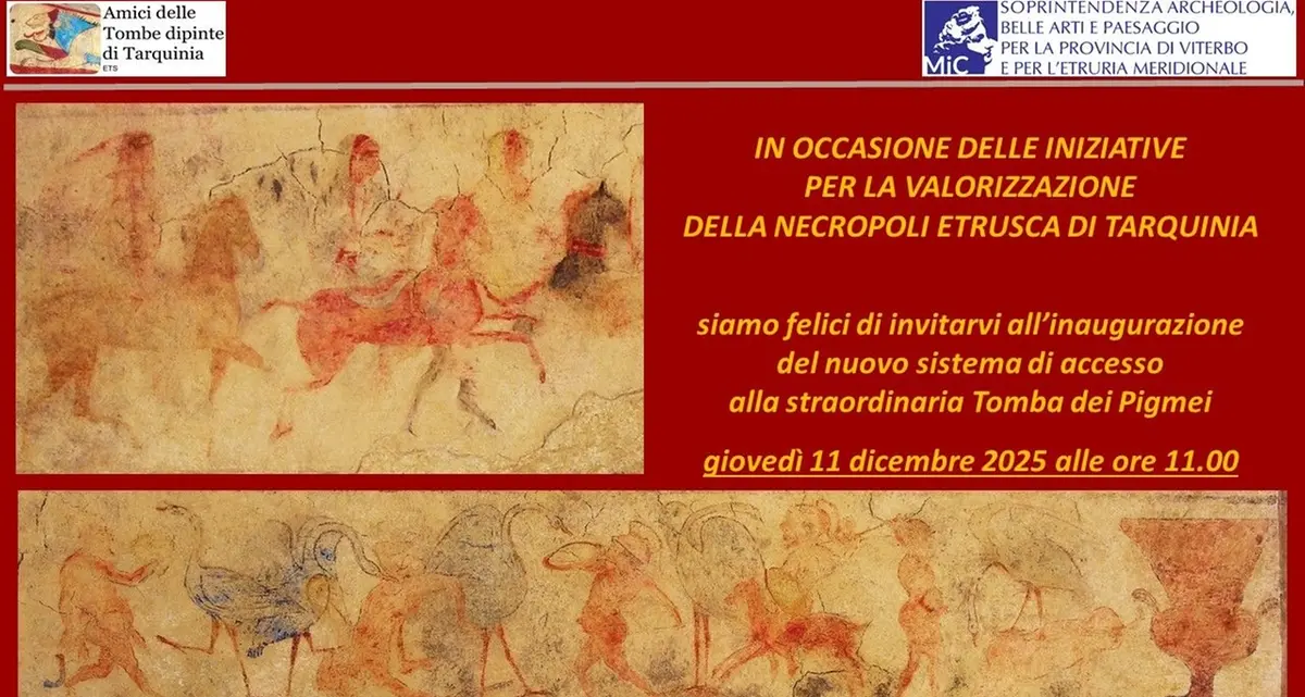 Tarquinia, Tomba dei Pigmei: si inaugura un nuovo sistema di accesso