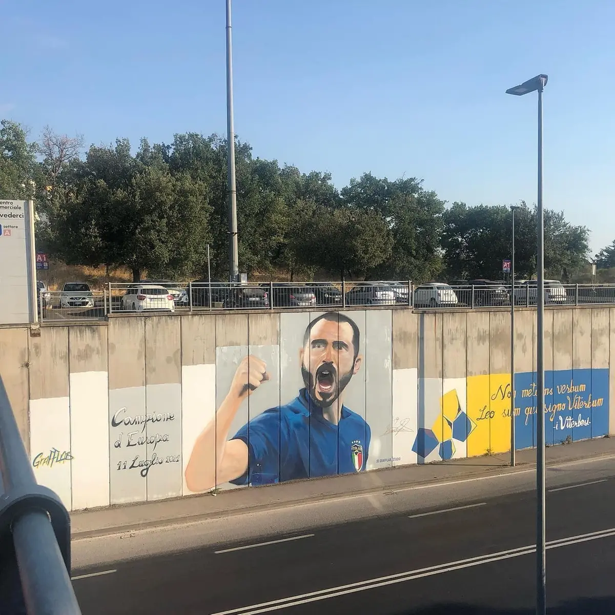 Il murales che Viterbo ha regalato a Leonardo Bonucci dopo la vittoria dell'Europeo con la nazionale italiana nel 2021