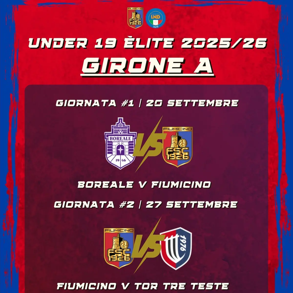 Fiumicino: Under 19 Elite sorteggiata nel girone A