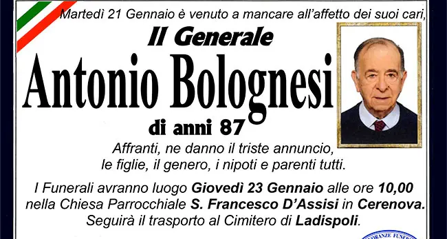 ANTONIO BOLOGNESI di anni 87