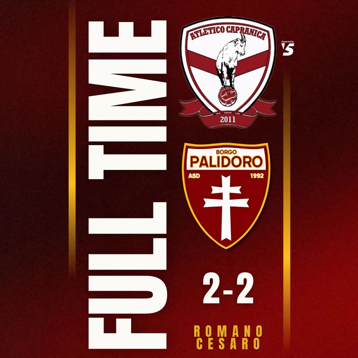 Il Borgo Palidoro impatta 2-2 con l’Atletico Capranica