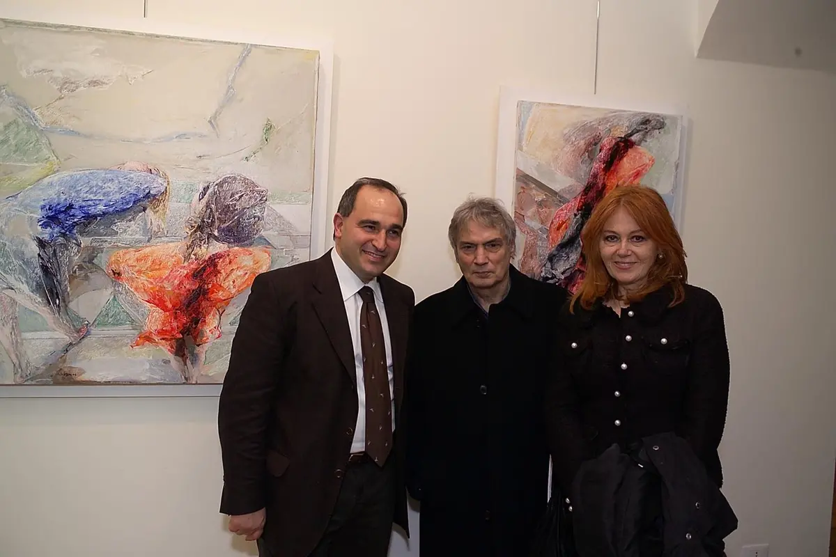 Da sinistra Fabio Cozzi, Ennio Calabria e sua moglie Tiziana Calabria